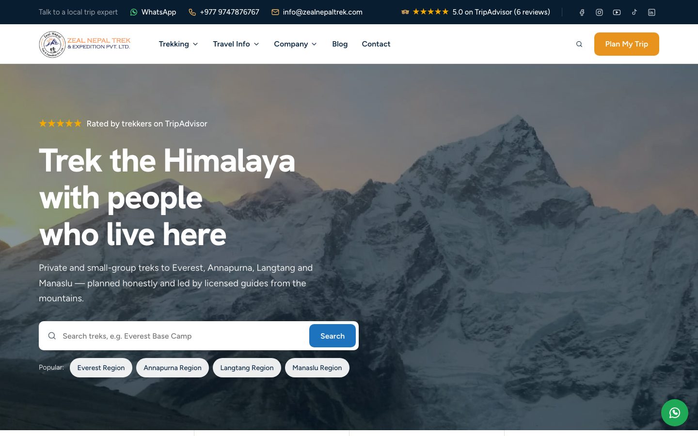 Homepage of Zeal Nepal Trek